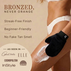 Beauty by Earth applicator mitt with mousse in use for streak-free, smooth coverage