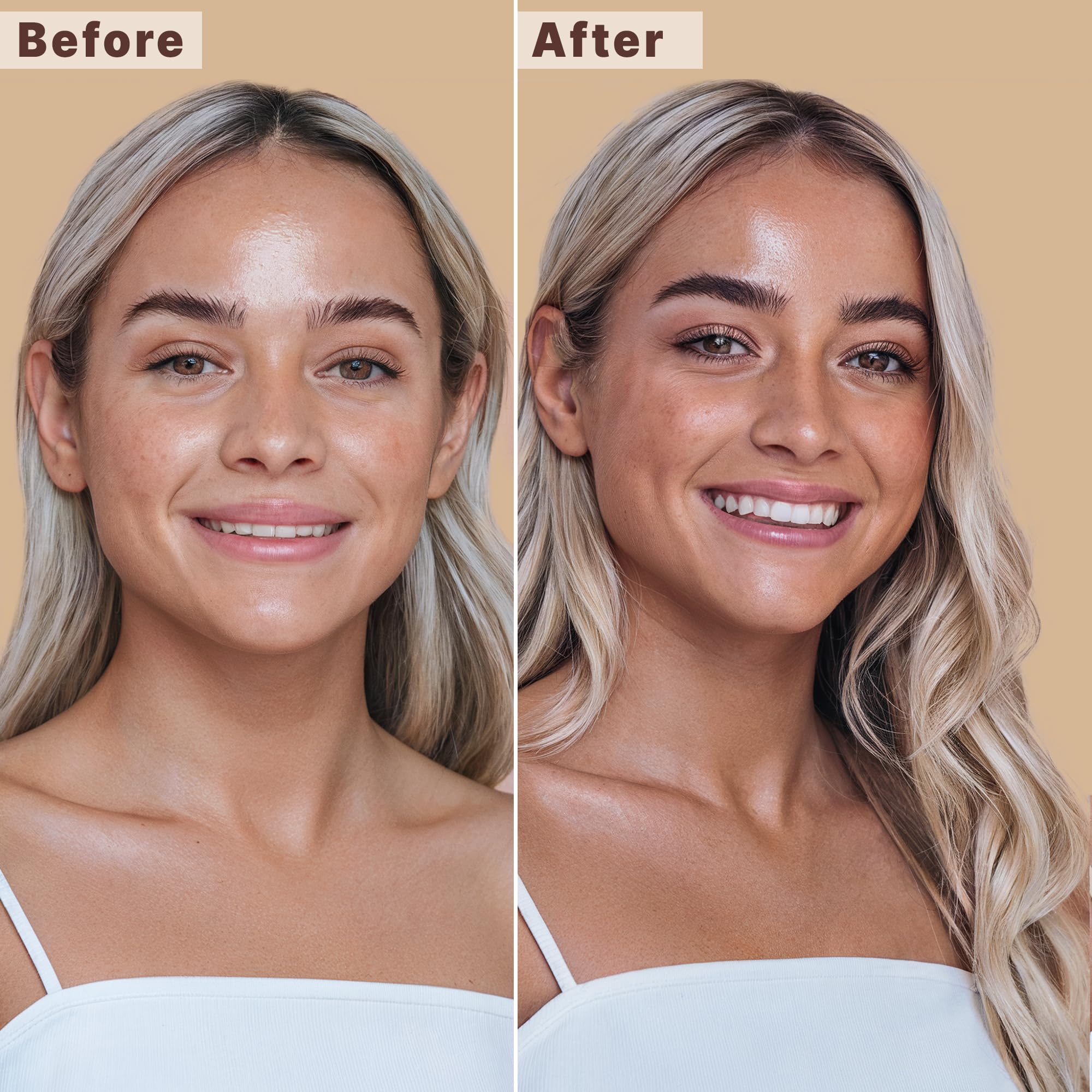 Beauty by Earth bottle sitting on vanity conveying effortless daily glow benefit