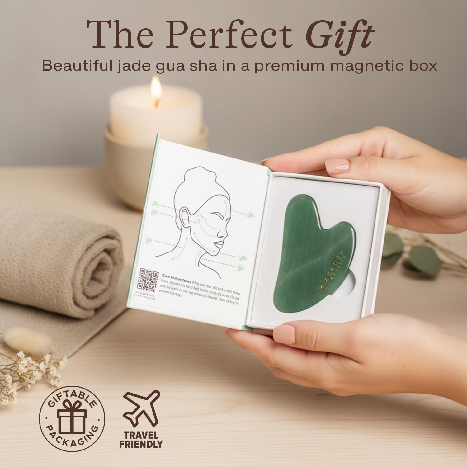 Beauty by Earth gua sha inside magnetic box for secure storage