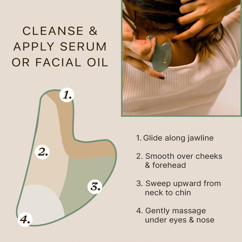 Beauty by Earth gua sha displayed with jade roller for complementary use