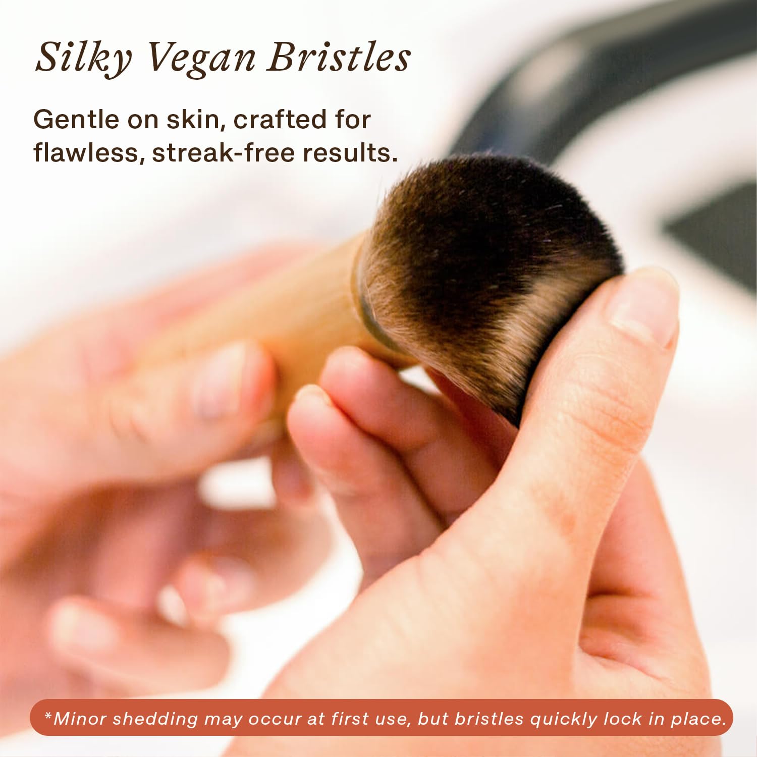 Beauty by Earth kabuki brush size comparison in hand for control