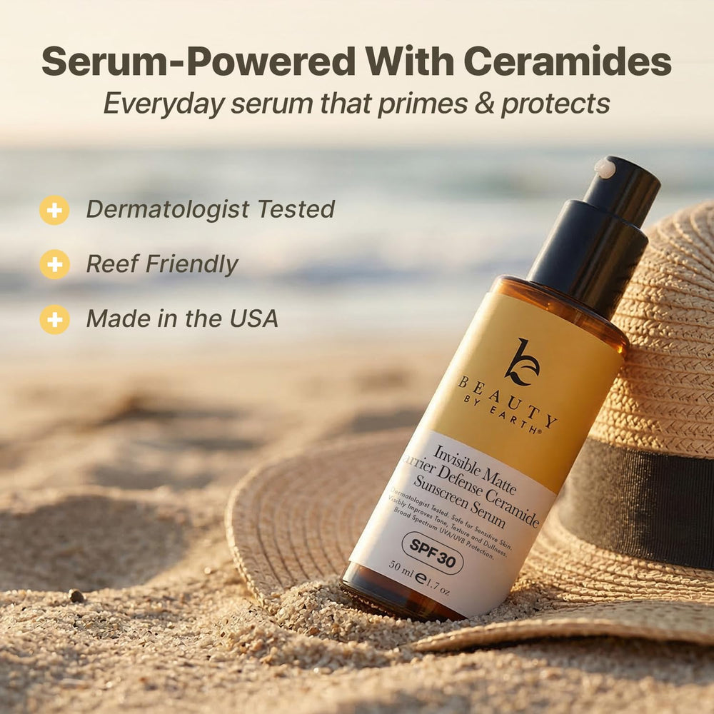 Beauty by Earth sunscreen under makeup showing seamless blending