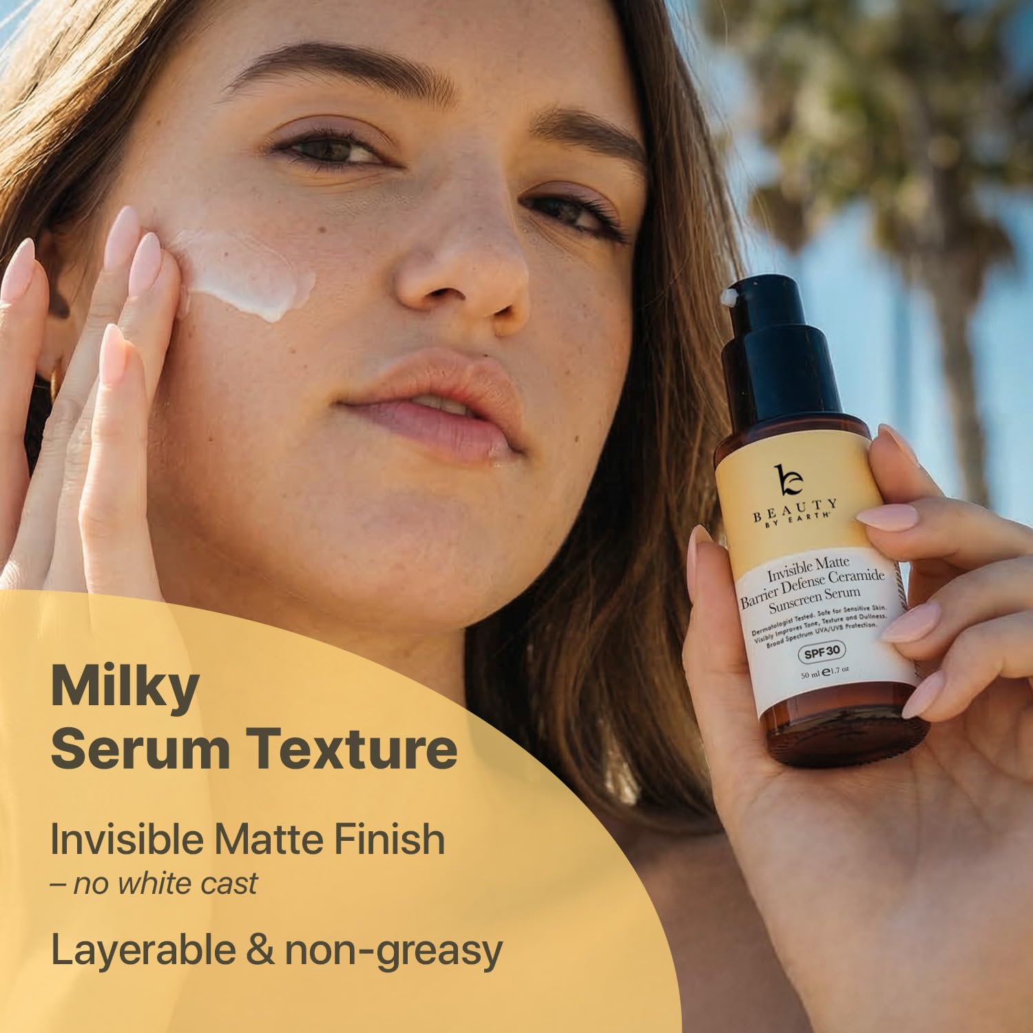 Beauty by Earth serum texture swirl showing lightweight, absorbent finish