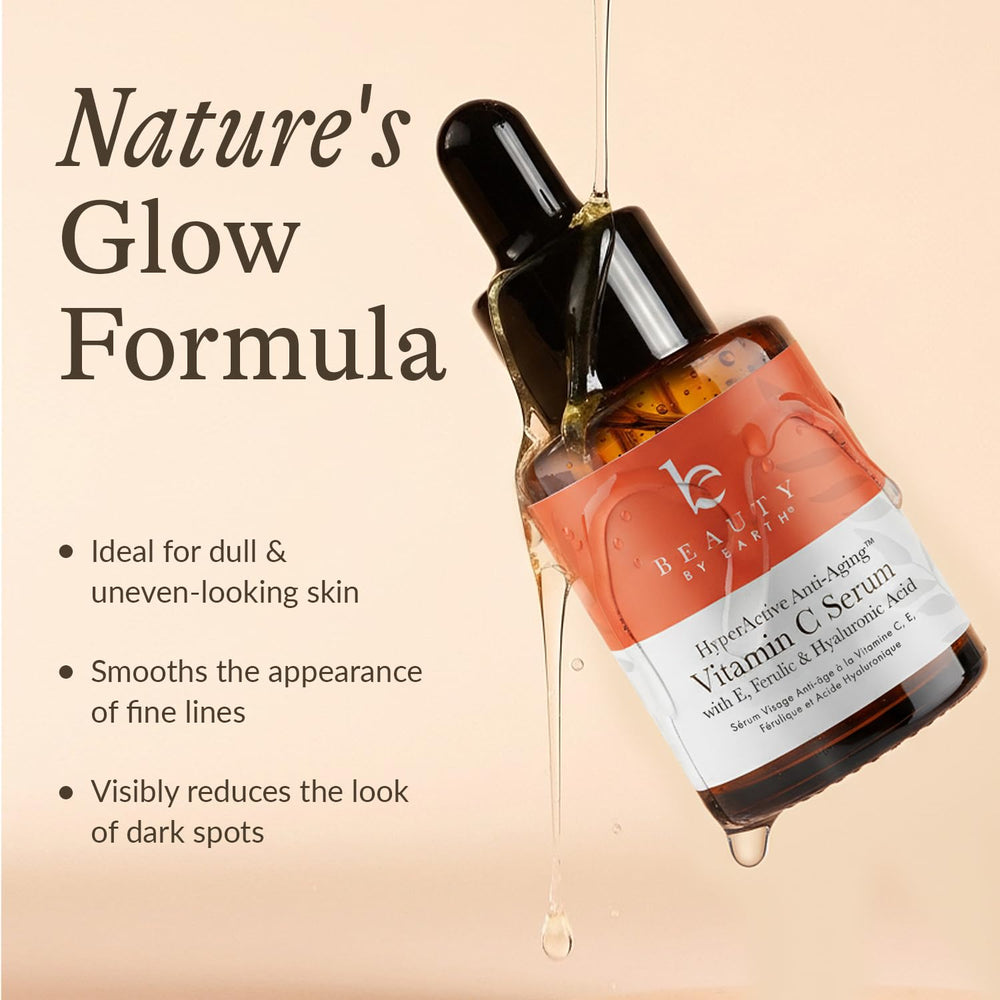 Beauty by Earth serum texture pool on hand showing lightweight absorbent formula for fast skin benefit