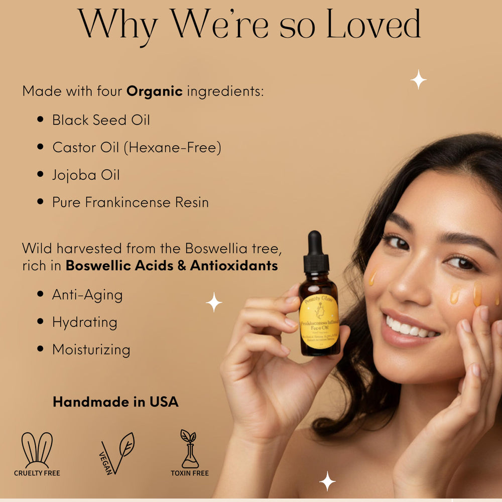 Beauty Glow dropper pouring oil illustrating smooth texture and easy application