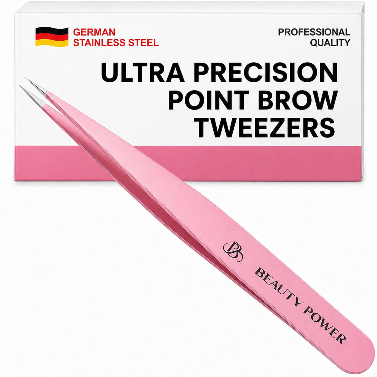 Beauty Power front packaging showing professional tweezers and protection benefit