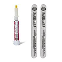 Beauty Secrets glue bottle front label showing product name and benefits