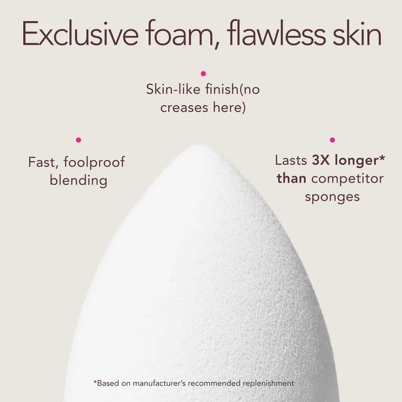 beautyblender damp sponge expanded to show aqua-activated volume advantage