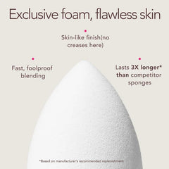 beautyblender damp sponge expanded to show aqua-activated volume advantage