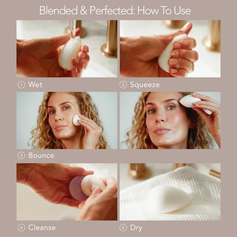 beautyblender being rinsed under water showing easy-clean, reusable benefit