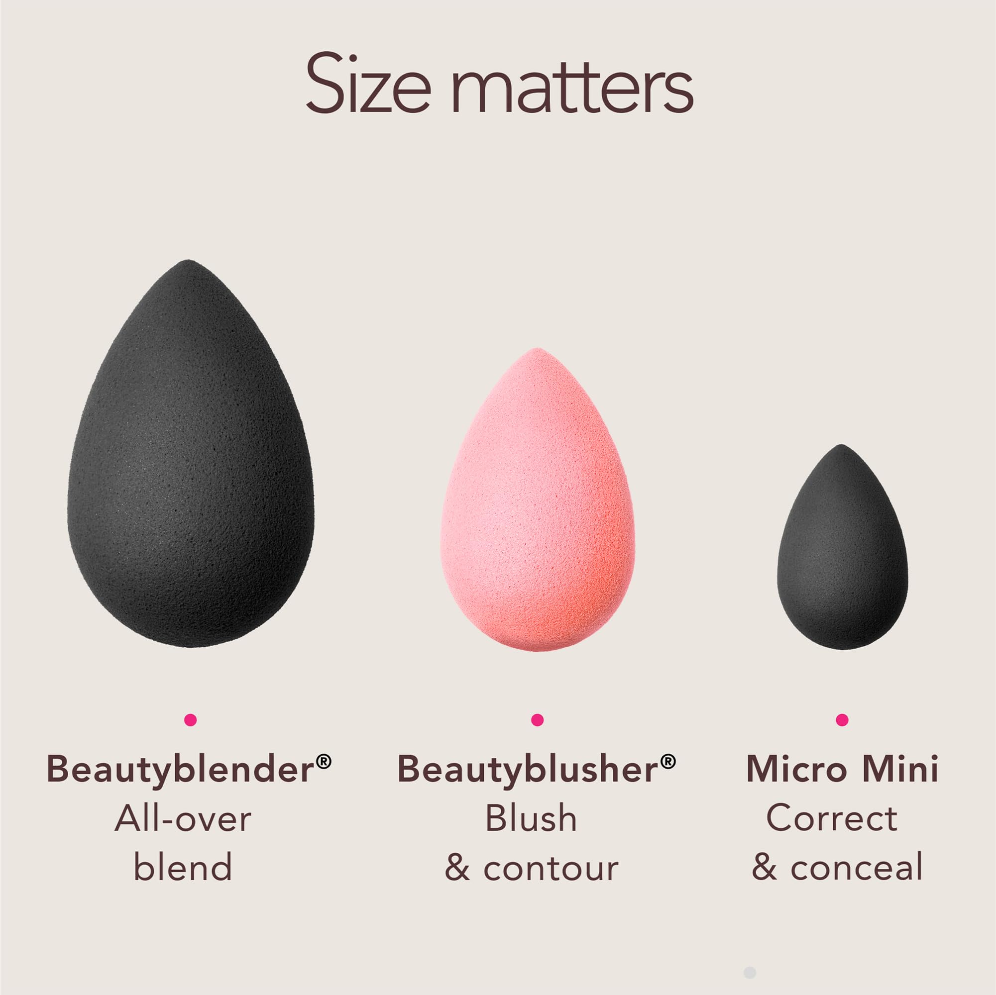 beautyblender next to ruler showing size and travel-friendly scale
