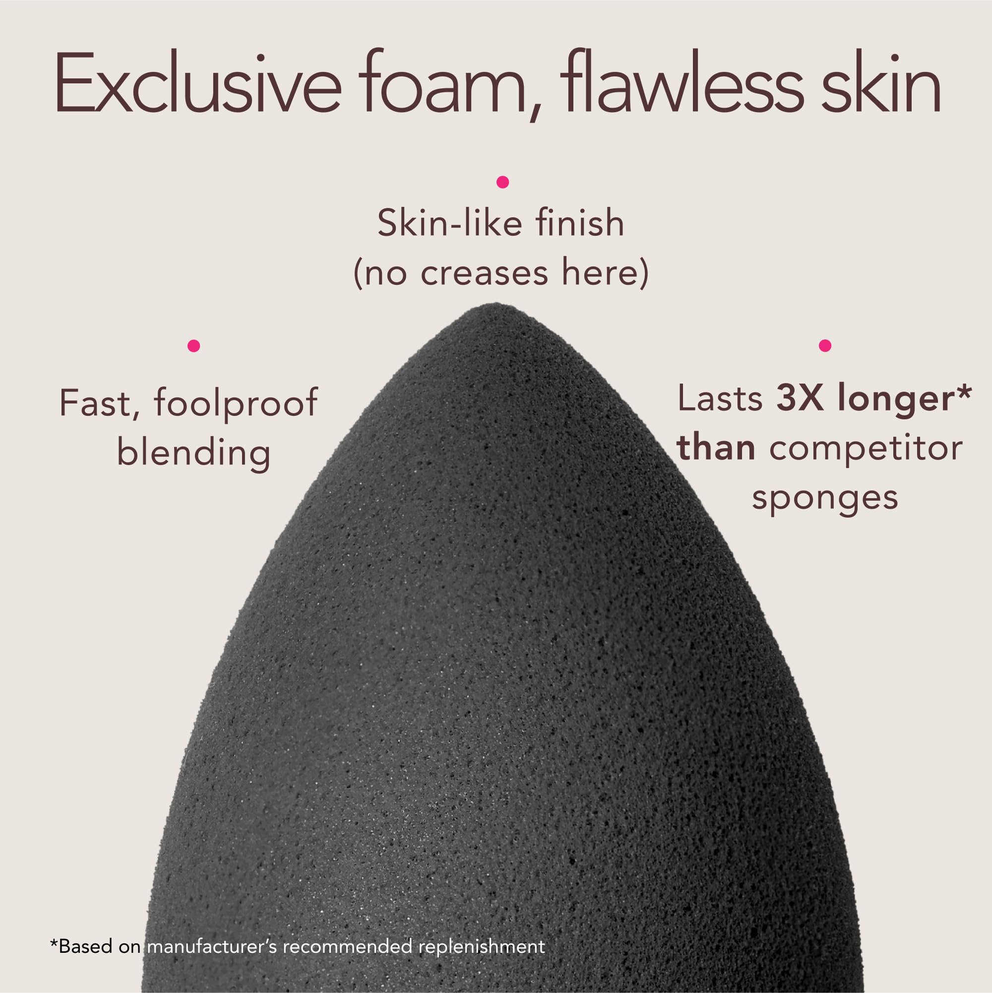 beautyblender side profile highlighting rounded surface for fast coverage