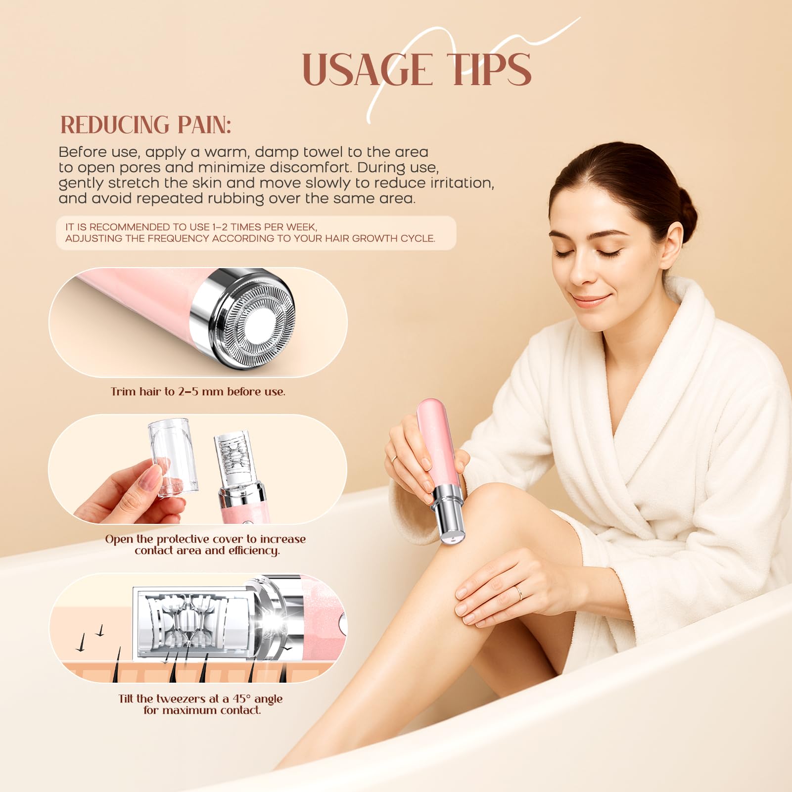 BEAUZMO assortment of facial shaver and three eyebrow trimmer attachments for versatile grooming
