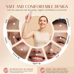 BEAUZMO lipstick-sized epilator held in hand showing travel-friendly portability and convenience