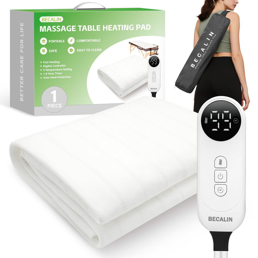 BECALIN front view warming pad showing full table coverage and comfort