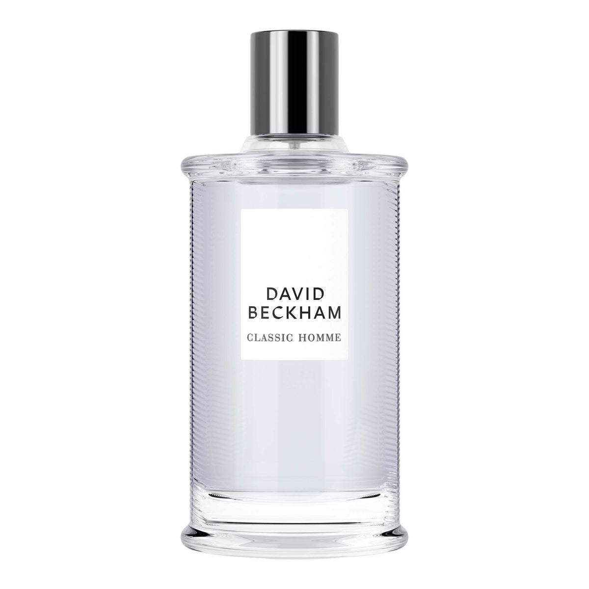 Beckham Classic Homme front bottle view showing elegant design and brand appeal