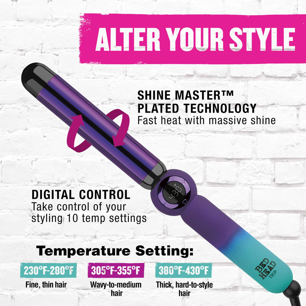 Bed Head digital controls with included heat glove for safer precise styling