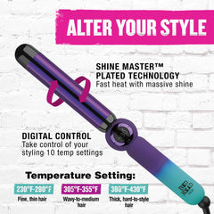 Bed Head digital controls with included heat glove for safer precise styling