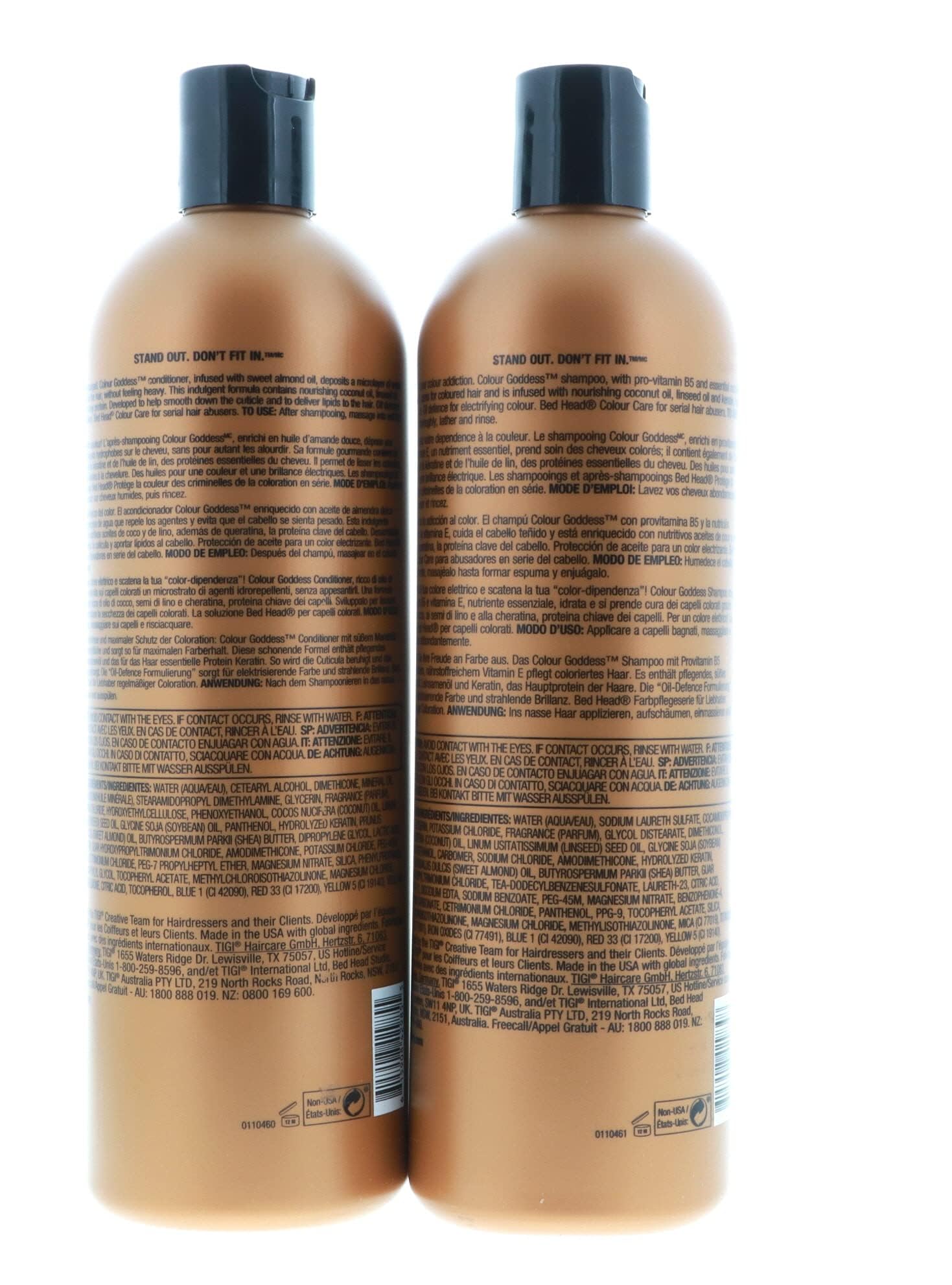Bed Head bottles next to ruler showing 25.36 fl oz scale and value benefit