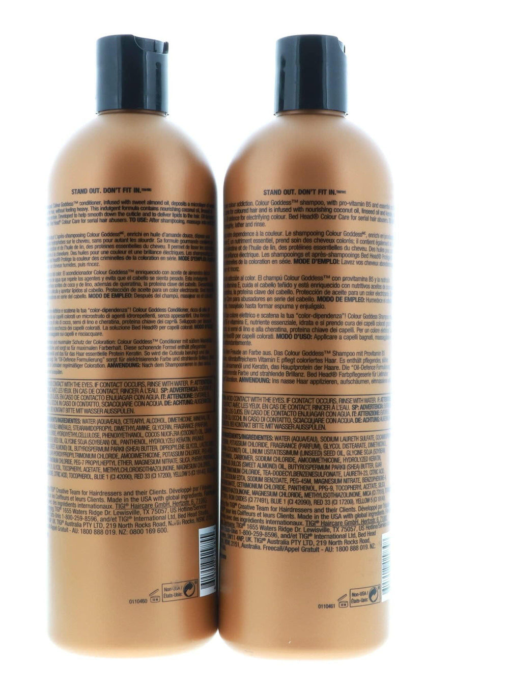 Bed Head bottles next to ruler showing 25.36 fl oz scale and value benefit