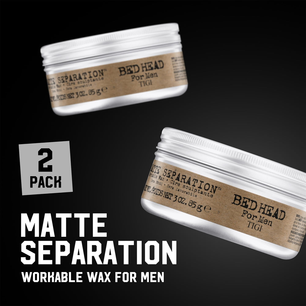 Bed Head wax texture close-up highlighting workable matte formula and tactile control