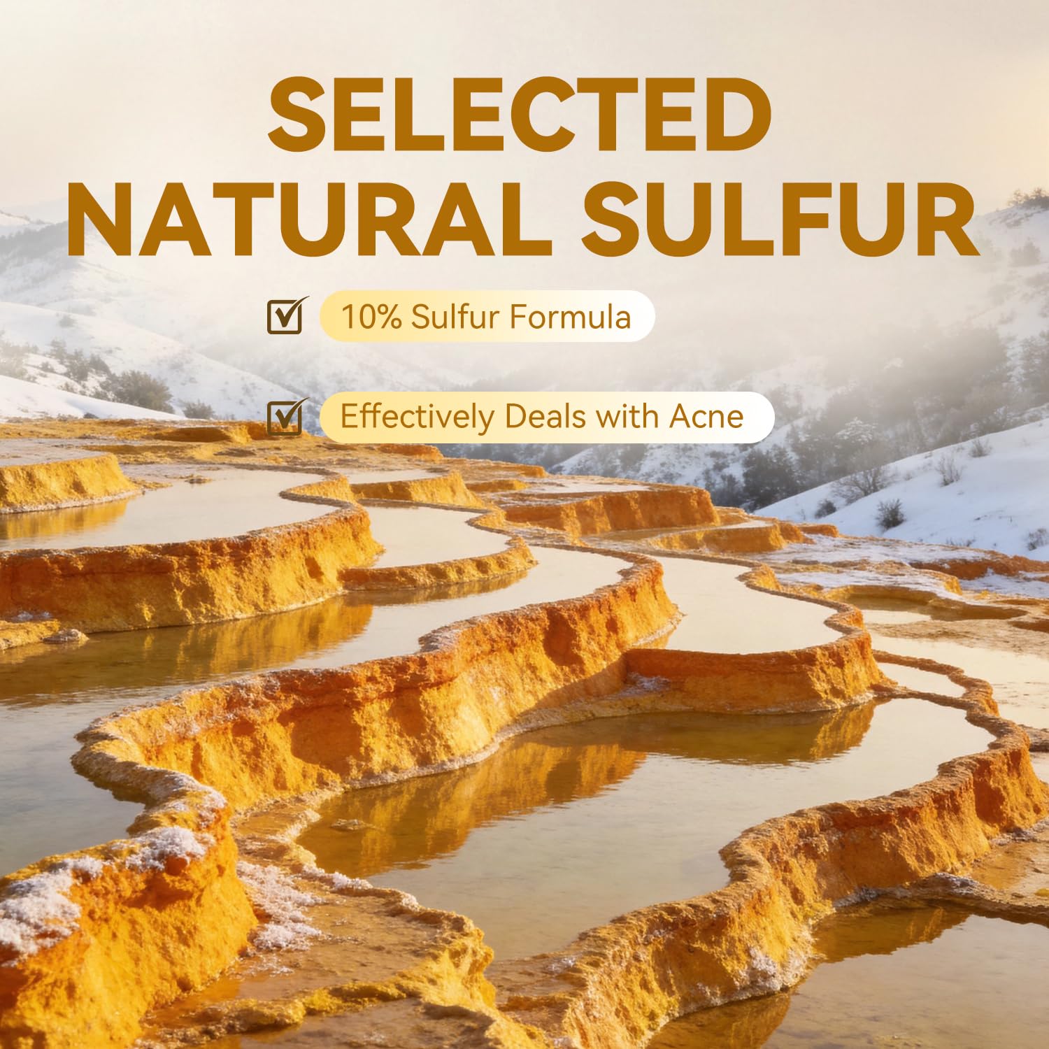 Bee & Flower unwrapped sulfur soap bar revealing shape and color benefits