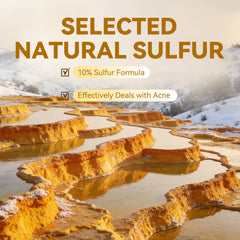 Bee & Flower unwrapped sulfur soap bar revealing shape and color benefits