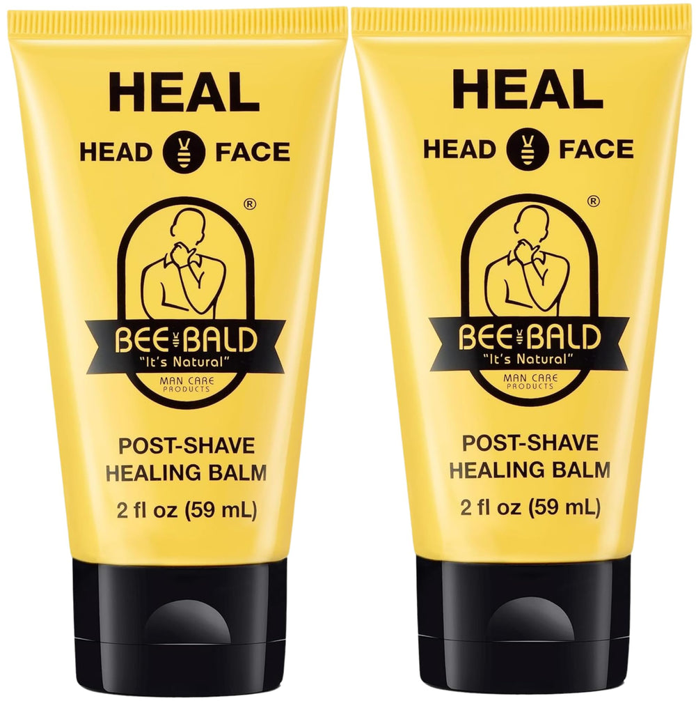 Bee Bald HEAL front packaging showing calming balm benefit