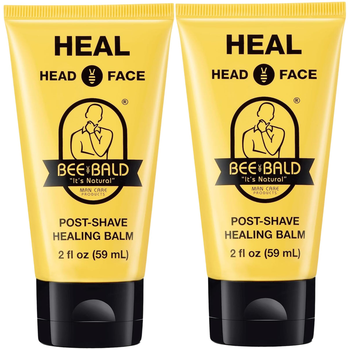 Bee Bald HEAL front packaging showing calming balm benefit