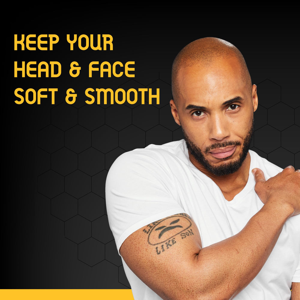 Bee Bald size comparison with travel items showing compact 1.7 fl oz benefit