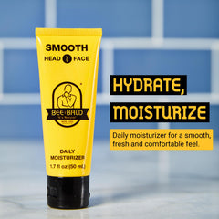 Bee Bald texture close-up of creamy lotion highlighting quick absorption benefit