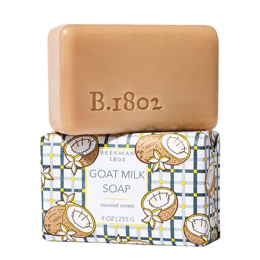 Beekman 1802 front packaging of Coconut Cream bar shows brand and size for clarity