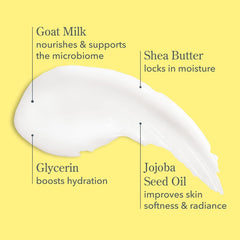 Beekman 1802 cream texture swirl highlighting lightweight, non-greasy absorption