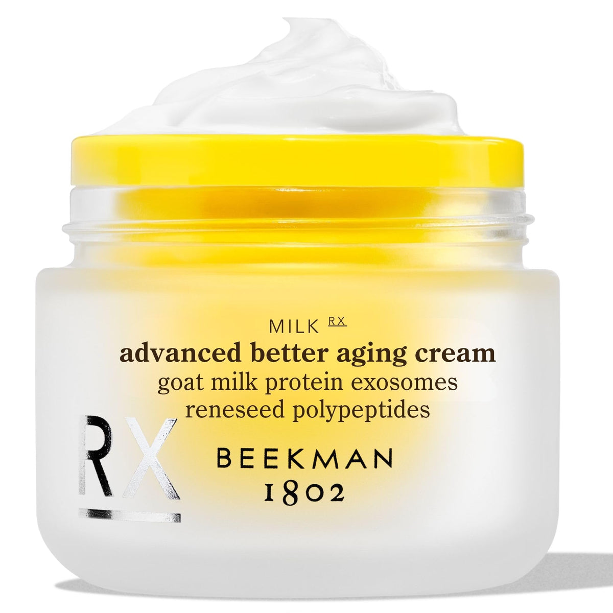 Beekman 1802 front jar view showing packaging and product benefit of firming