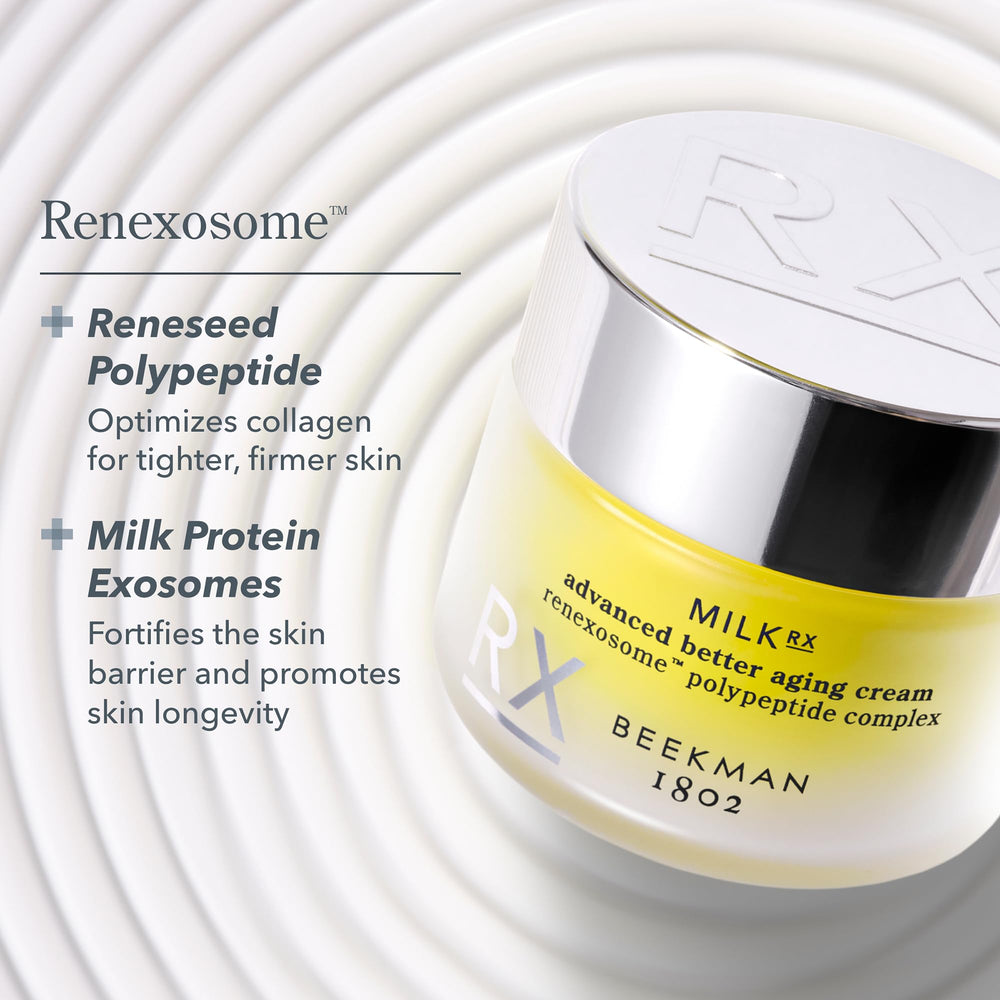 Beekman 1802 flatlay with other routine items to show how refill fits into skincare ritual