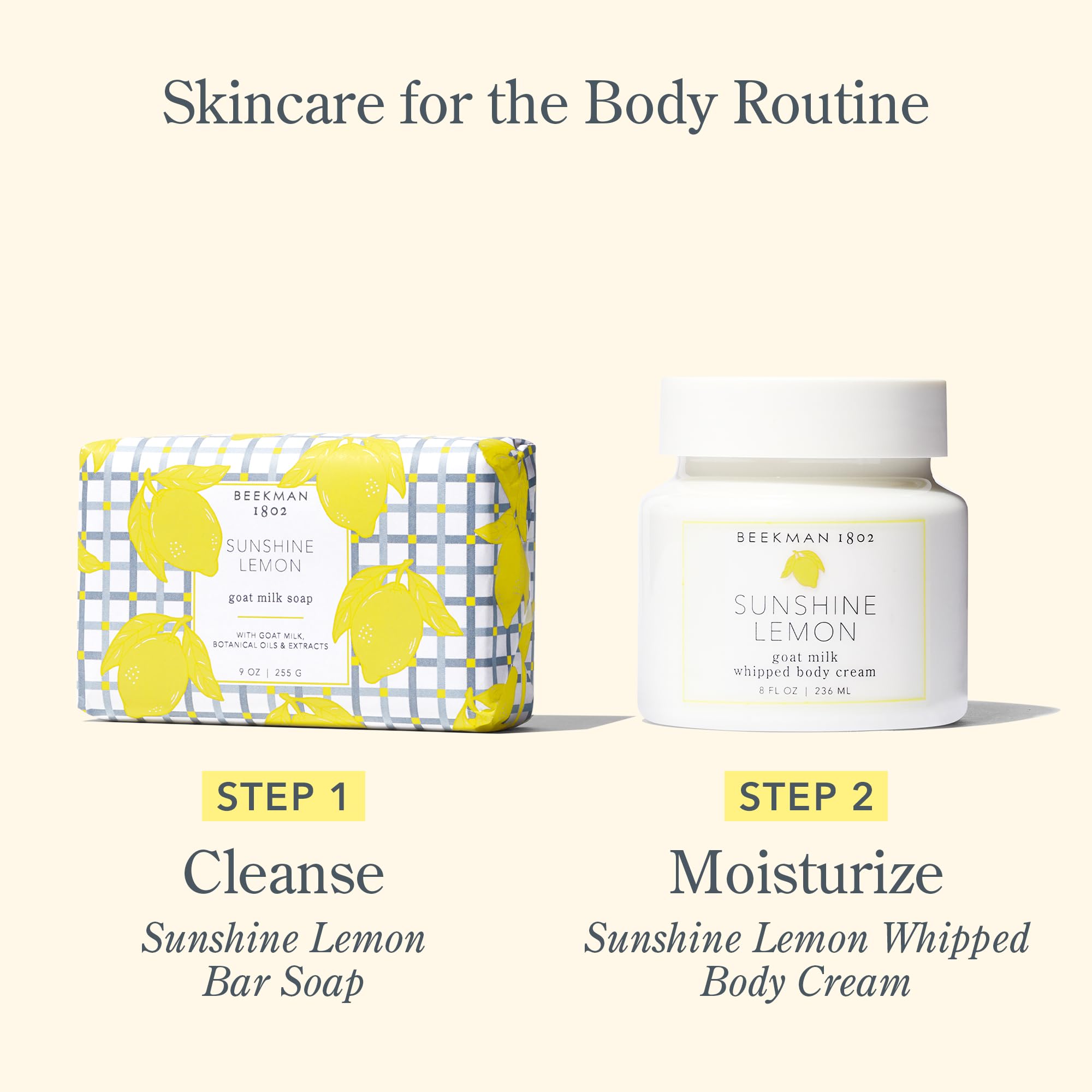 Beekman 1802 display of shea butter and botanical oils indicating moisturizing benefit