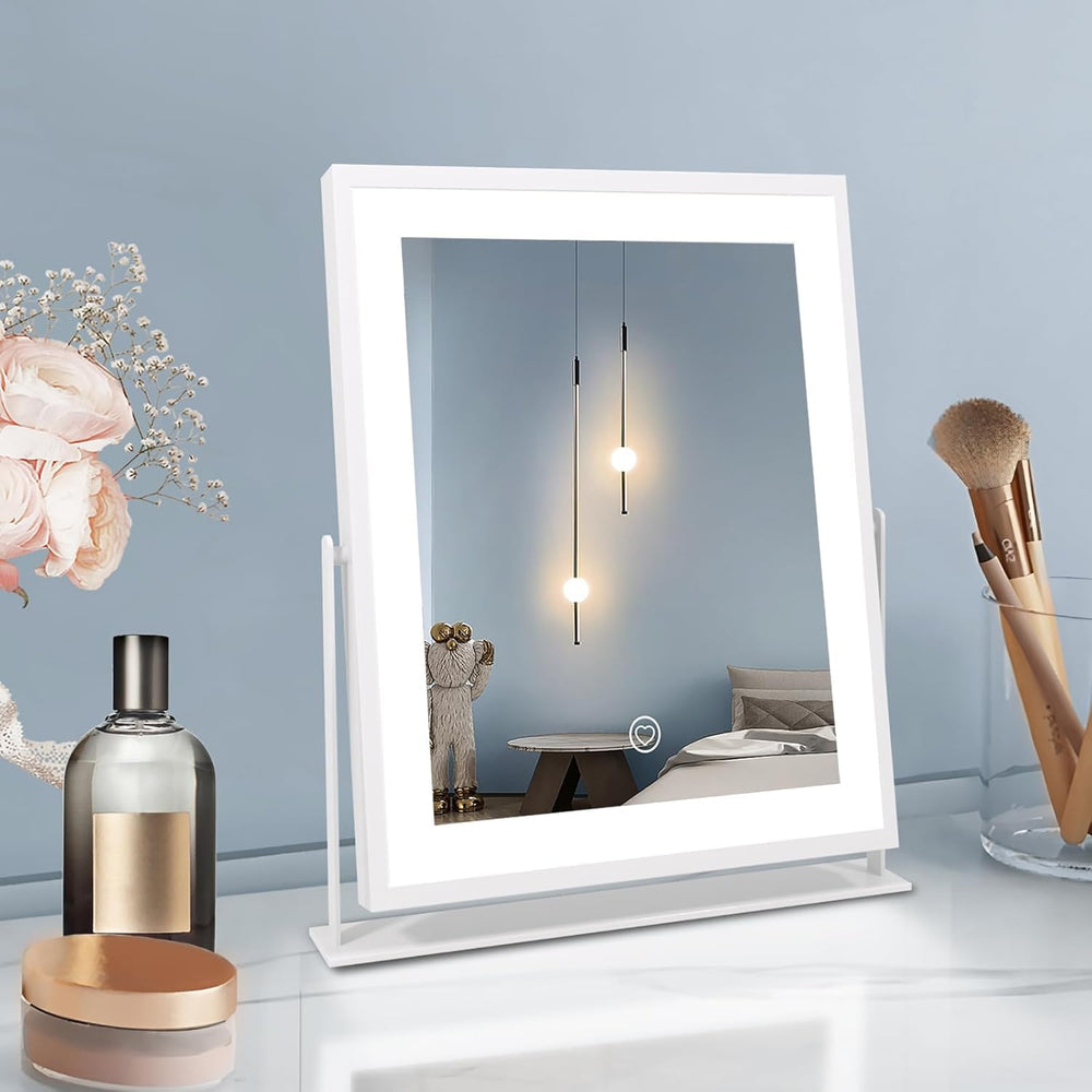 Beelux front view of mirror showing clear reflection and tidy vanity benefit