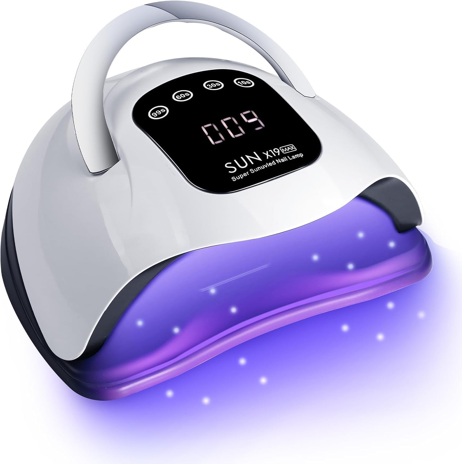 BEENLE front view of lamp showing roomy opening and controls for quick curing