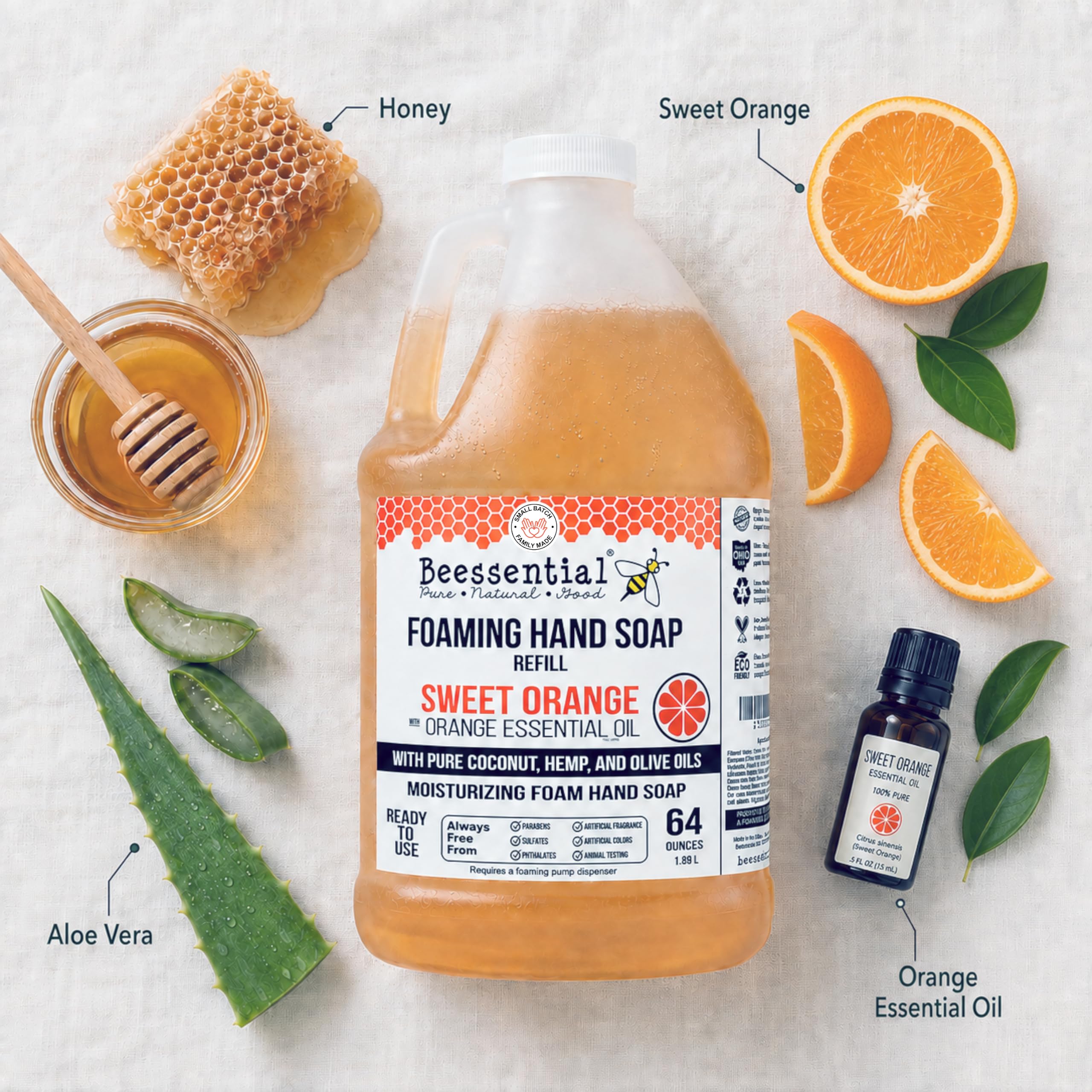 Beessential aloe and honey ingredients styled to show natural moisturizing benefits