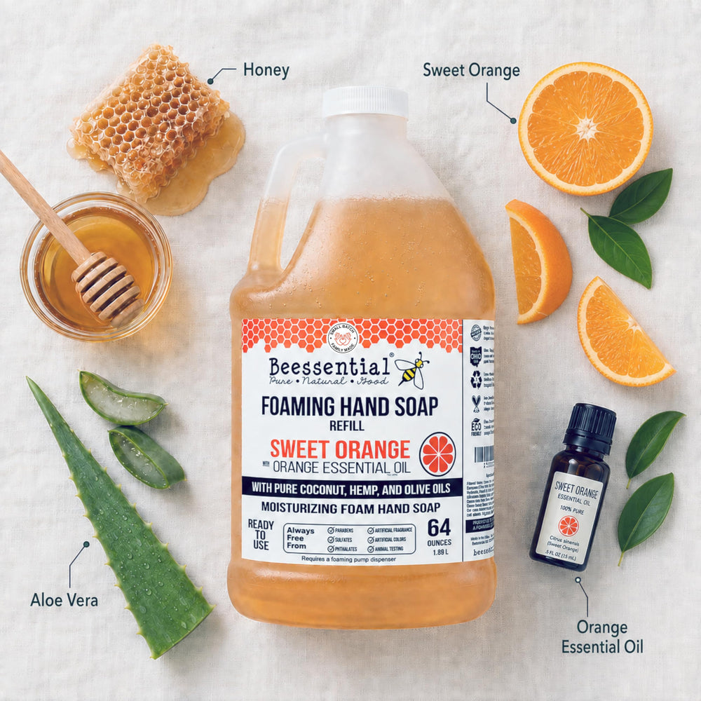 Beessential aloe and honey ingredients styled to show natural moisturizing benefits