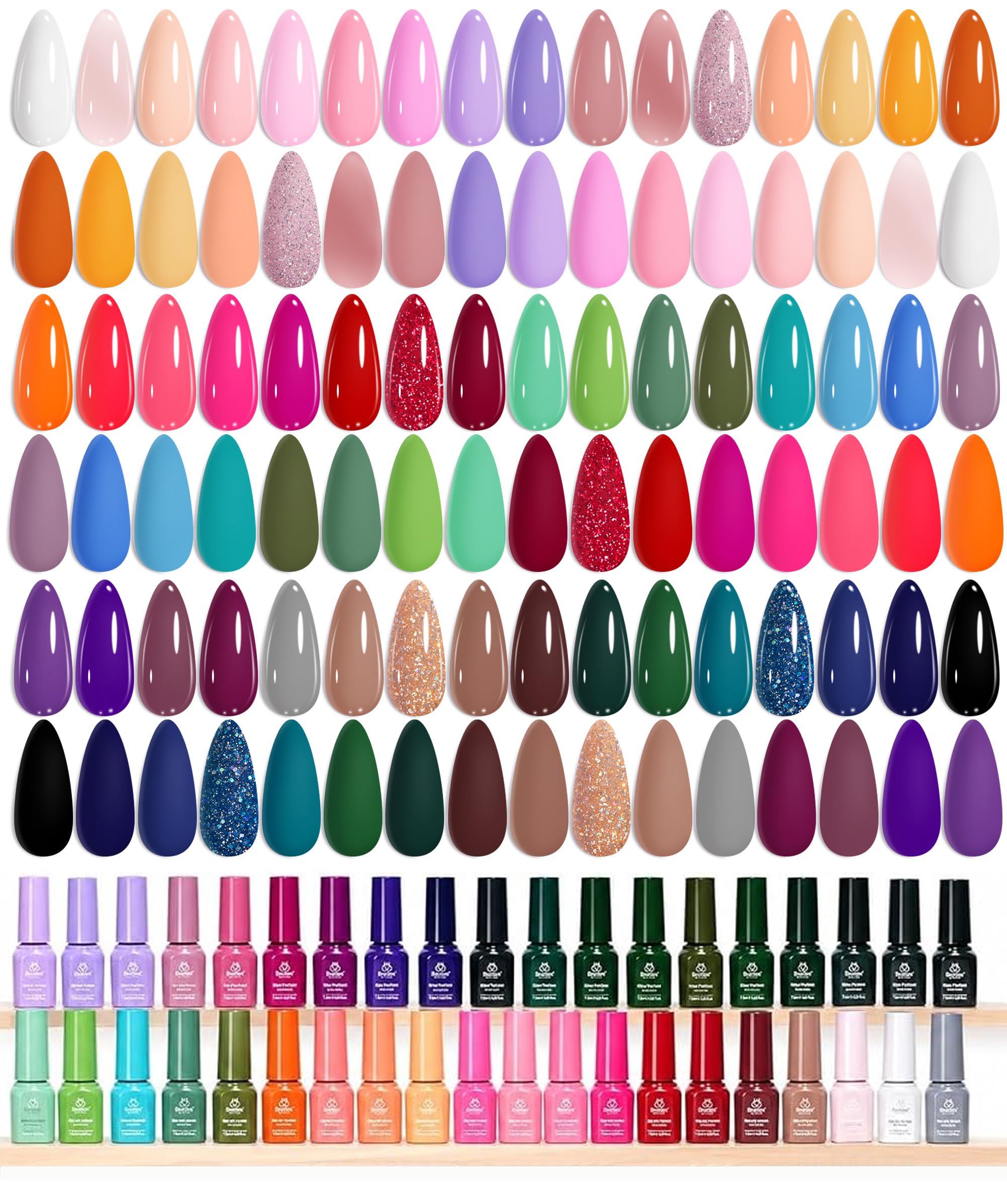 Beetles Gel Polish 48-color array showing full palette and styling options