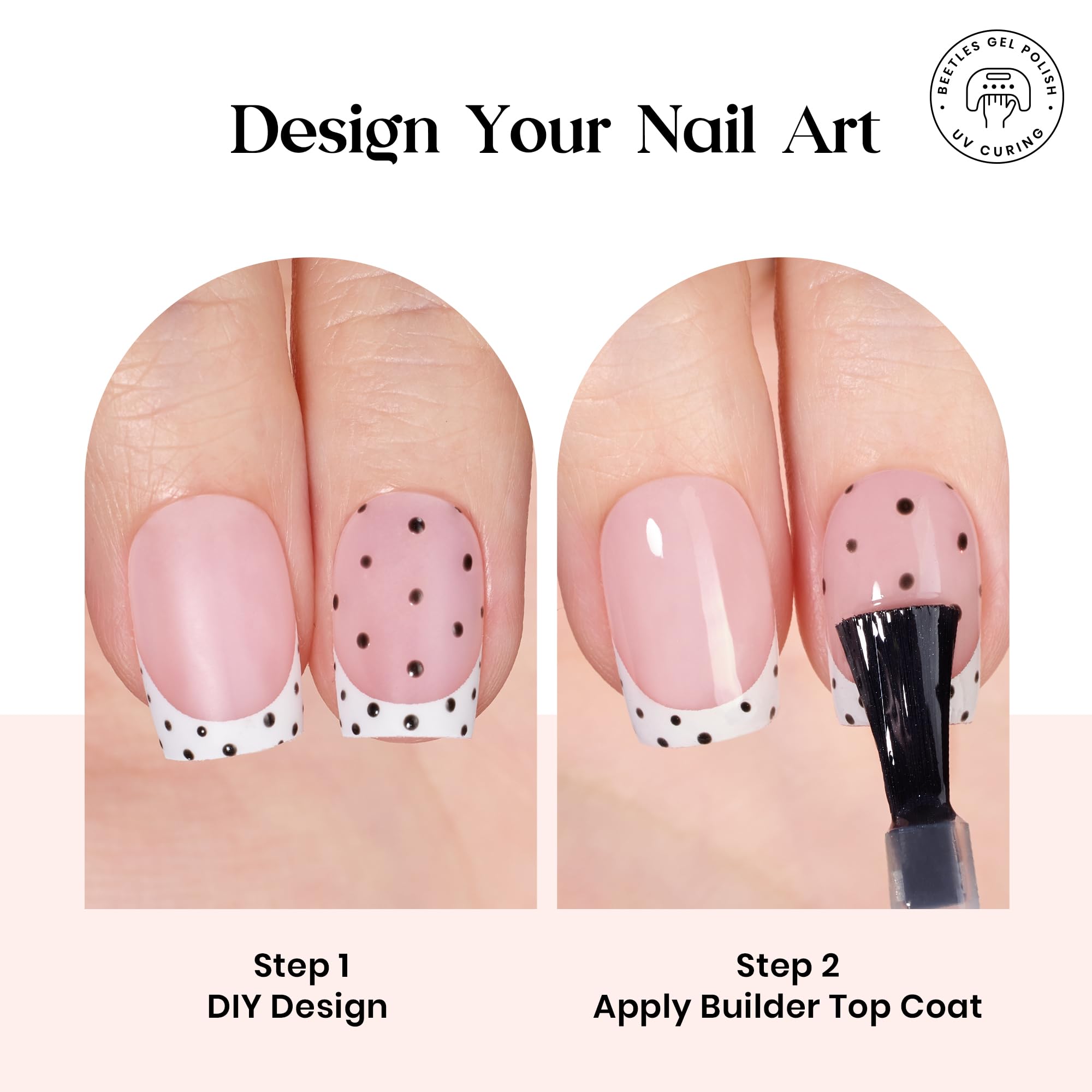 beetles builder top coat and quick-dry glue bottles emphasizing long-wear protection