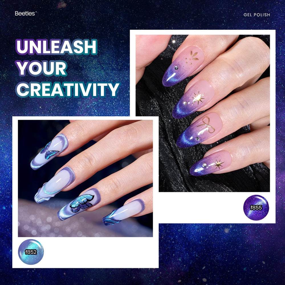 beetles gel polish applied on hands in lifestyle shot showcasing wearable cosmic manicure