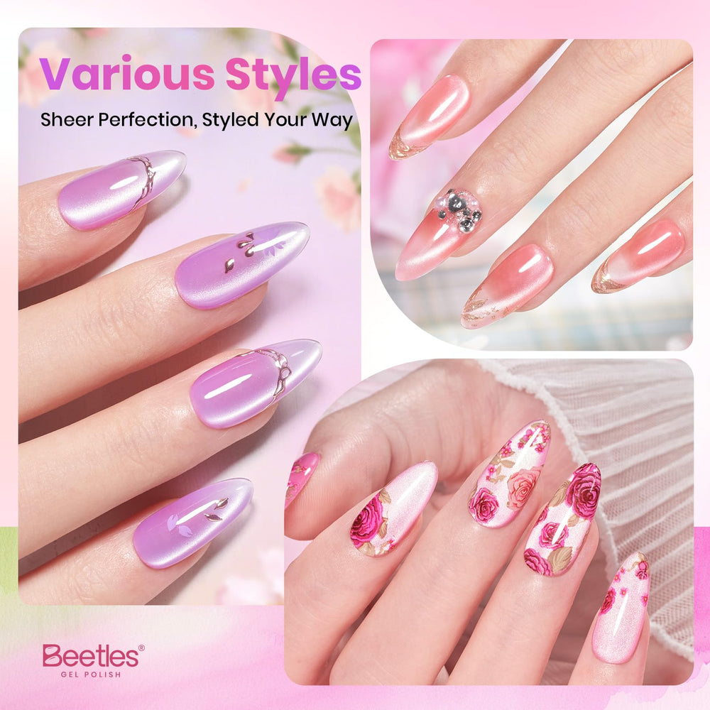 Beetles cat eye polish texture magnified, shows velvet reflective stripe benefit