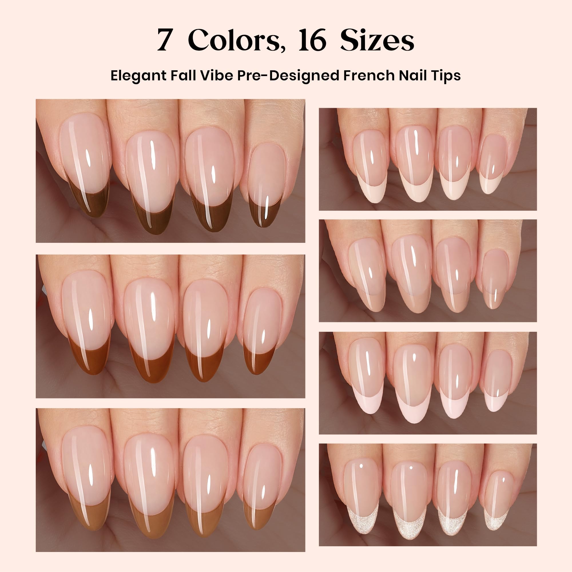 Beetles close-up of brown French tip detail highlighting salon-quality finish