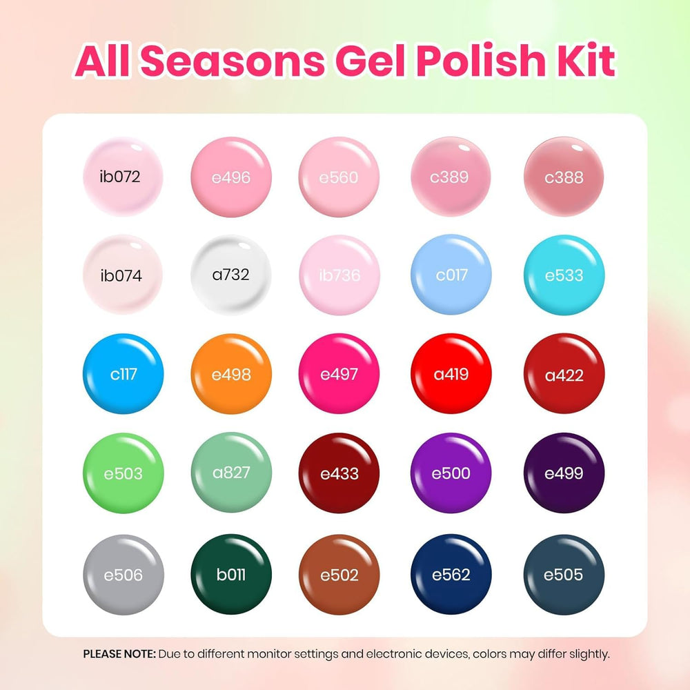 Beetles Gel Polish swatch array showing gradient colors to inspire coordinated nail designs