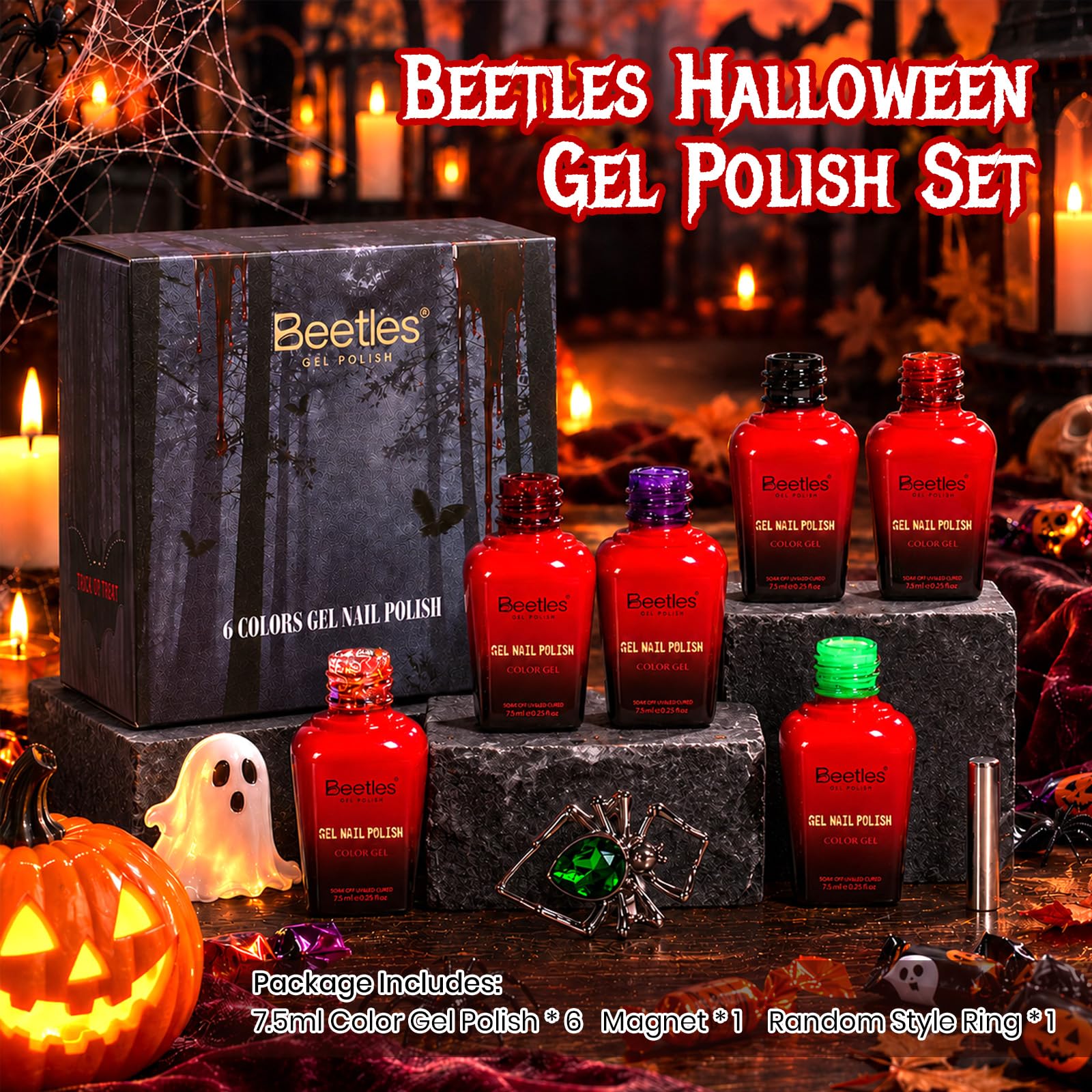 beetles color swatches flat lay showing palette for creative Halloween designs