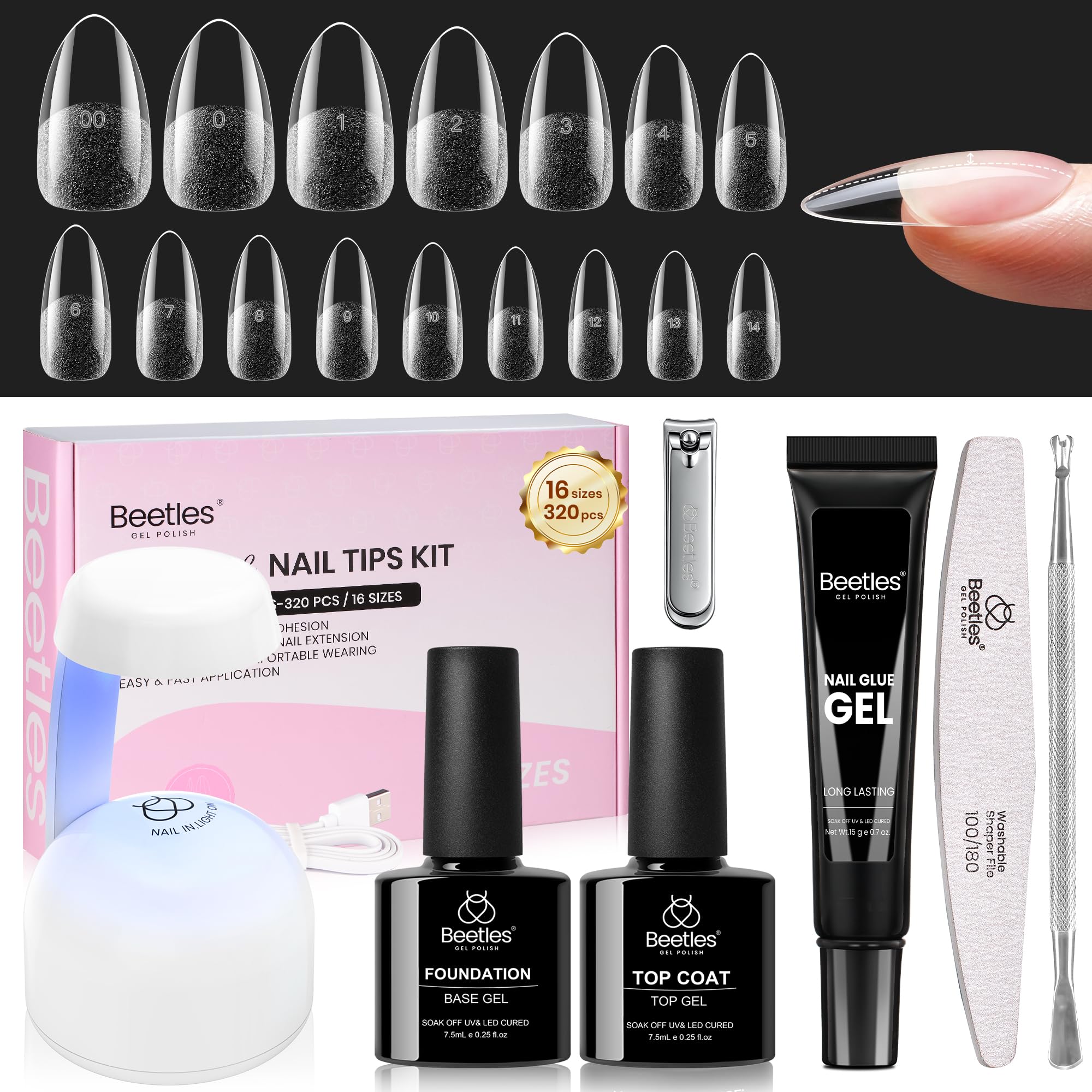 beetles Curve-EX front packaging showing complete kit and contents for easy home gel extensions