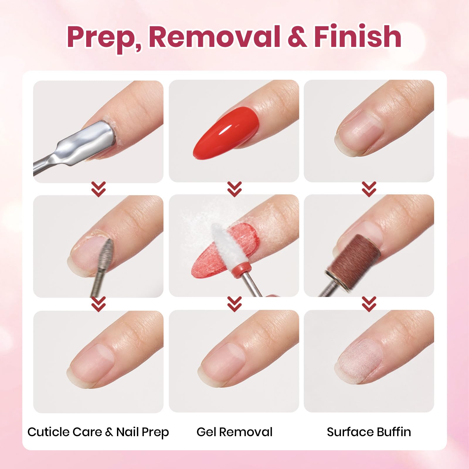 beetles seven drill bits arrayed to show versatility for prep, buffing, and removal tasks