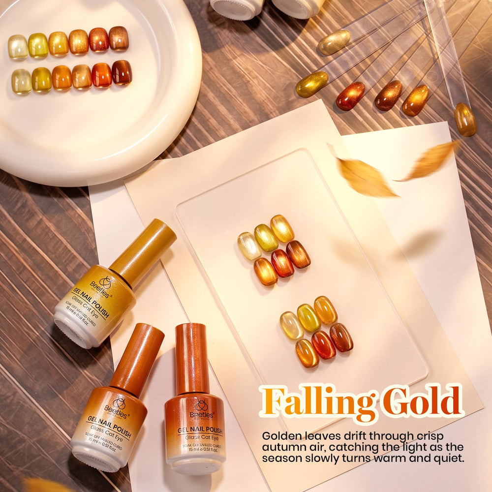 Beetles Gel Polish set styled in autumn scene suggesting seasonal looks and inspiration